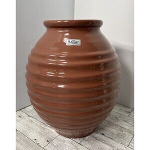 Haeger Pottery Clay Color Ribbed Planter Vase Beehive MCM Rustic Farmhouse Boho